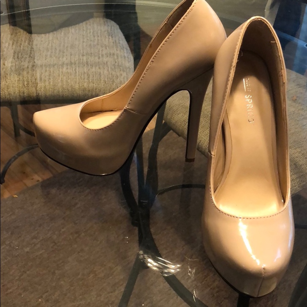 nude platform heels